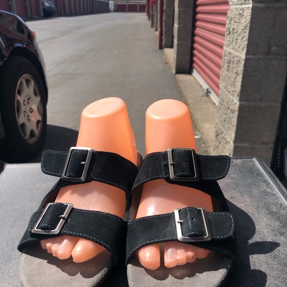 J-41 Adventure On Pingree Women's Black Slides Double Strap Sandals Size 9M - Picture 2 of 13